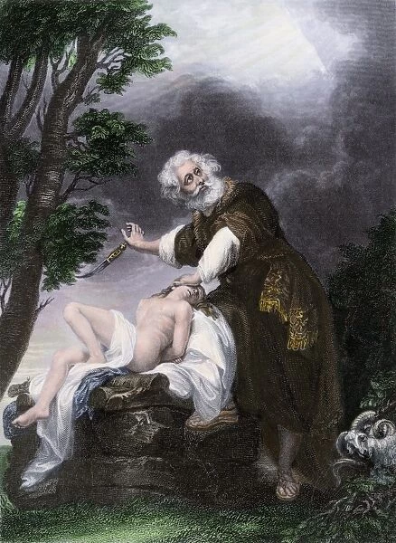 Abraham about to sacrifice his son