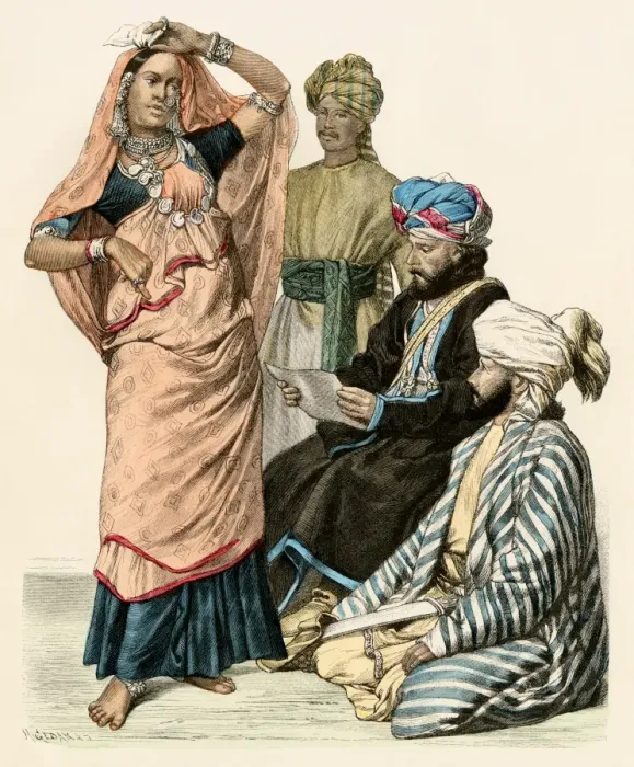 Framed Print : Afghan men and an Indian dancer Framed Print : Afghan men and an Indian dancer