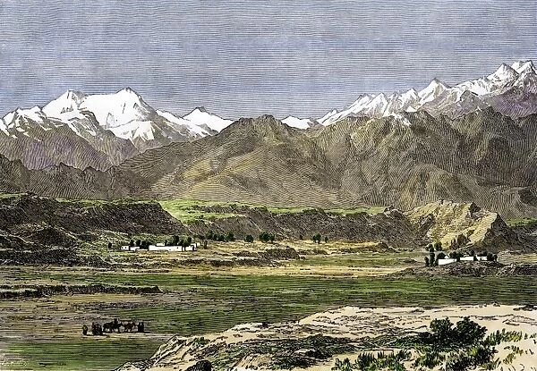 Afghanistan travelers nearing the Pamir Mountains, 1800s