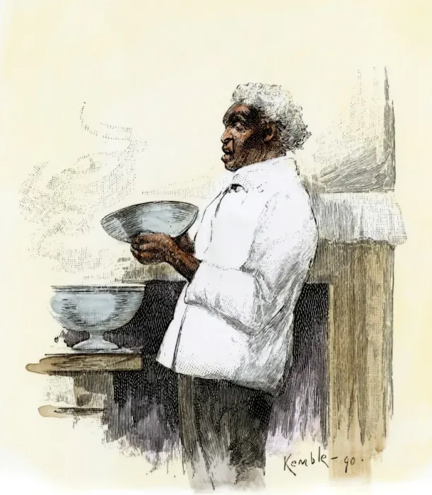 Framed Print : African-American serving dinner in a southern plantation Hand-colored woodcut Framed Print : African-American serving dinner in a southern plantation Hand-colored woodcut