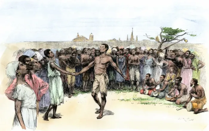 Framed Print : African-Americans dancing and singing the Bamboula Framed Print : African-Americans dancing and singing the Bamboula