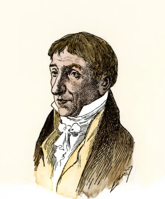 Framed Print : Alessandro Volta. Hand-colored woodcut of a portrait