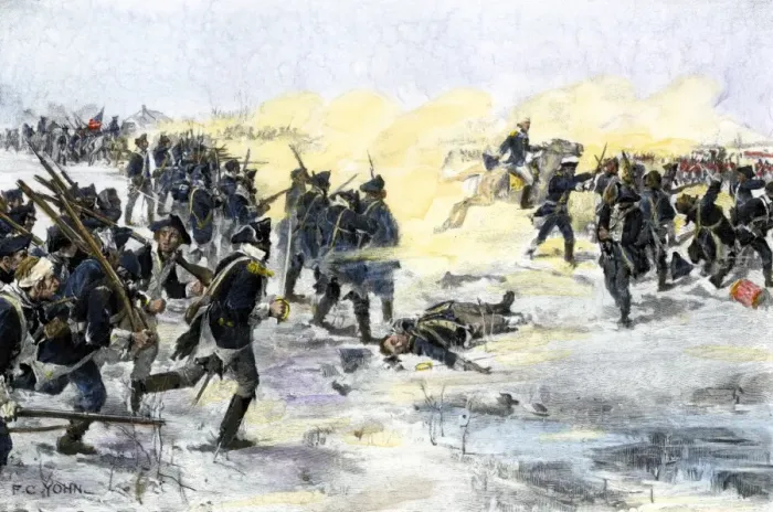 Framed Print : American troops charging the British at the Battle of Princeton Framed Print : American troops charging the British at the Battle of Princeton