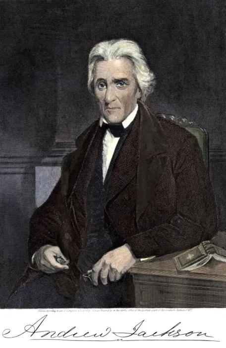 Framed Print : Andrew Jackson, with his signature Framed Print : Andrew Jackson, with his signature