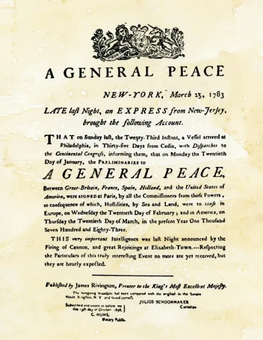 Framed Print : Announcement of peace treaty ending the Revolutionary War Framed Print : Announcement of peace treaty ending the Revolutionary War
