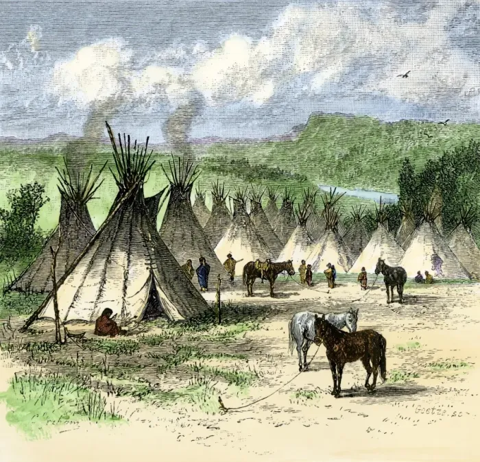 Framed Print : Arapaho village of tipis, 1800s
