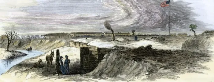 Framed Print : Army outpost Fort Larned, Kansas, 1860s Framed Print : Army outpost Fort Larned, Kansas, 1860s