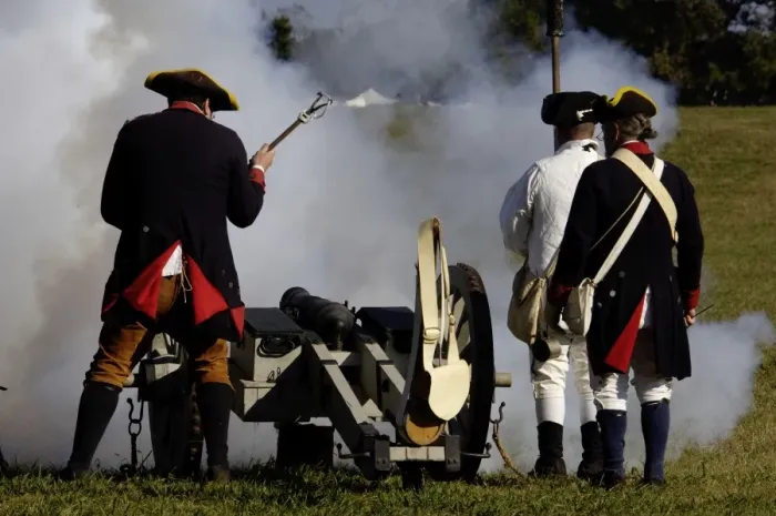 Framed Print : Artillery demonstration, Revolutionary War reenactment at Yorktown battlefield Framed Print : Artillery demonstration, Revolutionary War reenactment at Yorktown battlefield