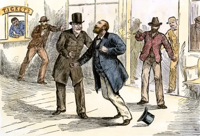 Framed Print : Assassination of President James Garfield in a Washington DC train station Framed Print : Assassination of President James Garfield in a Washington DC train station