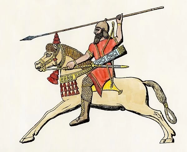 Babylonian warrior. Ancient Babylonian warrior on horseback.