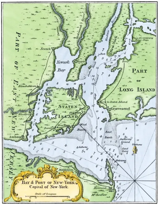 Framed Print : Bellins map of the New York Bay, 1764 Framed Print : Bellins map of the New York Bay, 1764