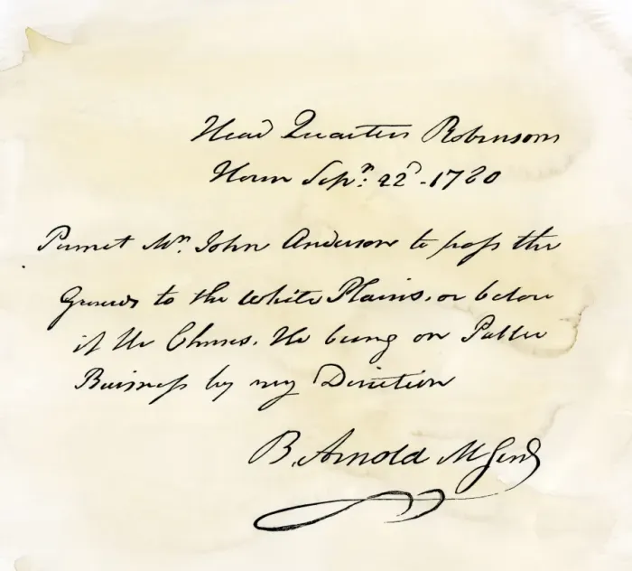Framed Print : Benedict Arnolds signature on a pass given to British agent Major John Andre Framed Print : Benedict Arnolds signature on a pass given to British agent Major John Andre