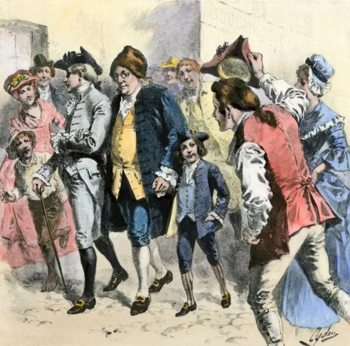 Framed Print : Benjamin Franklin, with his grandsons
