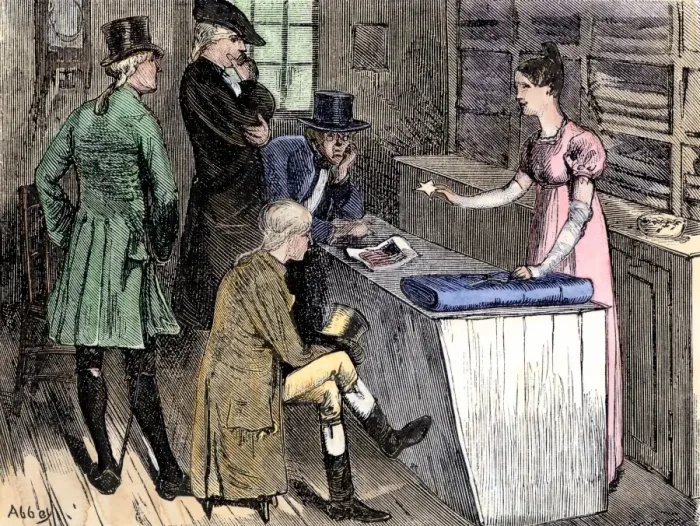 Framed Print : Betsy Ross meeting with the committee about the design of the first United Framed Print : Betsy Ross meeting with the committee about the design of the first United