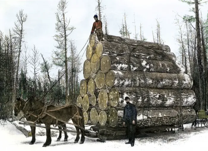Framed Print : A big load of logs on a skidder in Michigan Framed Print : A big load of logs on a skidder in Michigan