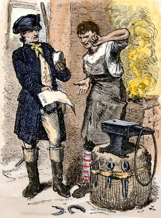 Framed Print : Blacksmith angry at being served a tax demand Framed Print : Blacksmith angry at being served a tax demand