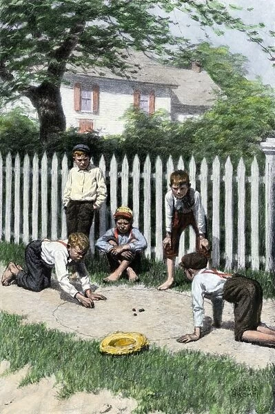 Boys playing marbles, 1800s