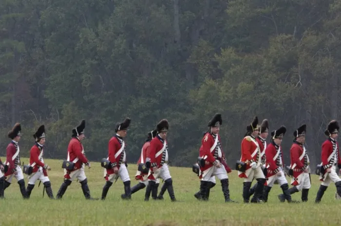 Framed Print : British army on the field in a reenactment of the surrender at Yorktown Framed Print : British army on the field in a reenactment of the surrender at Yorktown