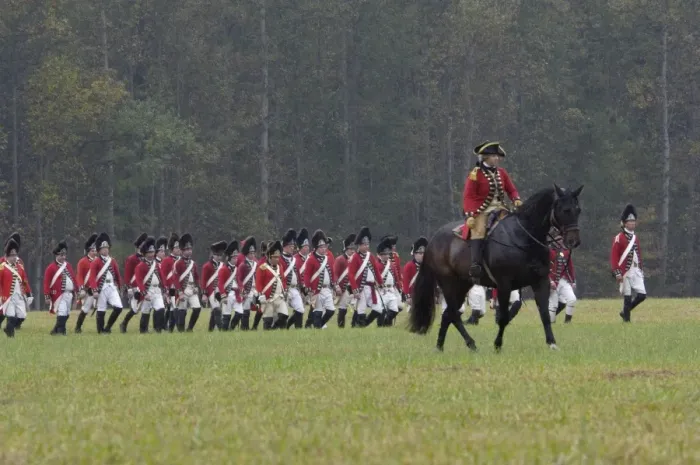 Framed Print : British army on the field in a reenactment of the surrender at Yorktown Framed Print : British army on the field in a reenactment of the surrender at Yorktown