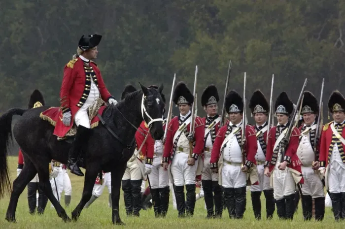 Framed Print : British army on the field in a reenactment of the surrender at Yorktown Framed Print : British army on the field in a reenactment of the surrender at Yorktown