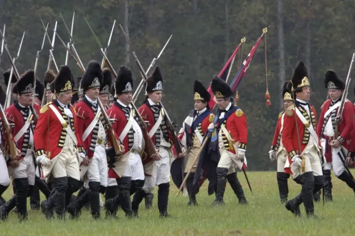 Framed Print : British army takes the field in a reenactment of the surrender at Yorktown Framed Print : British army takes the field in a reenactment of the surrender at Yorktown