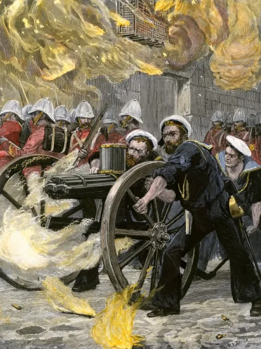 Framed Print : British naval brigade using a Gatling gun to occupy Alexandria Framed Print : British naval brigade using a Gatling gun to occupy Alexandria
