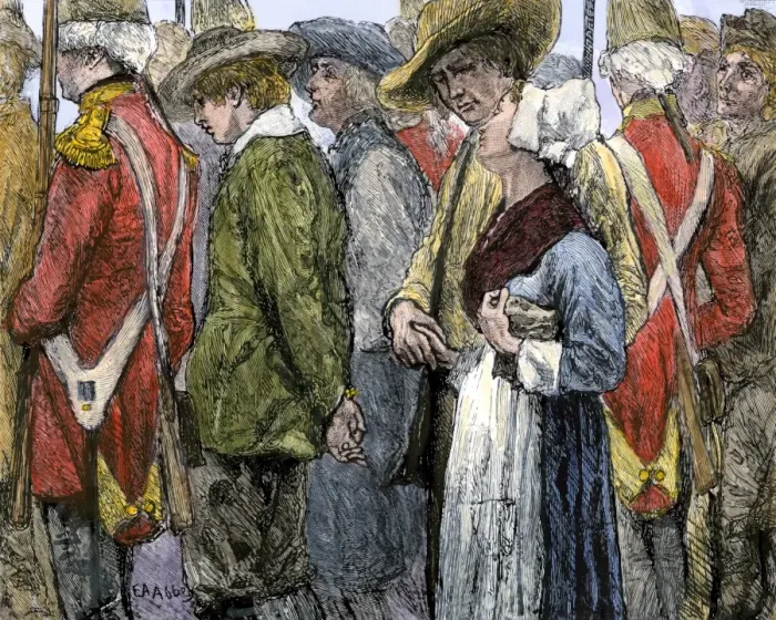 Framed Print : British removing Acadians from Canada in 1755 Framed Print : British removing Acadians from Canada in 1755