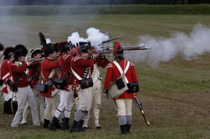 Framed Print : British sortie against a redoubt reenactment at Yorktown Battlefield