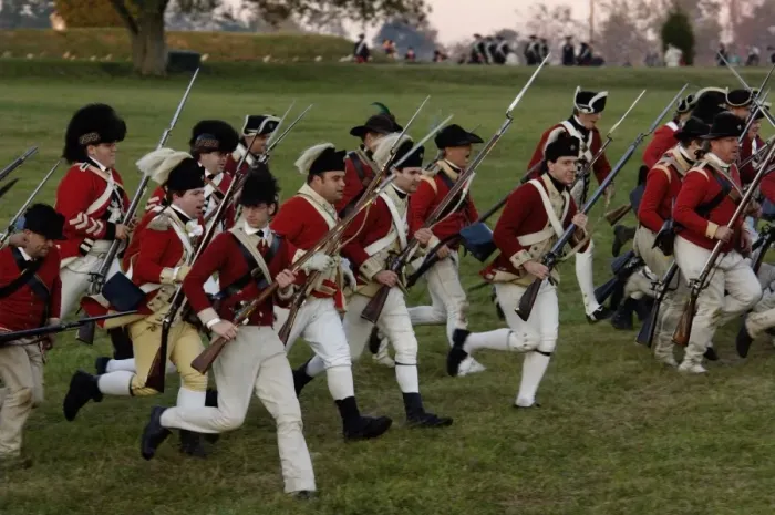 Framed Print : British sortie reenactment at Yorktown Battlefield Framed Print : British sortie reenactment at Yorktown Battlefield