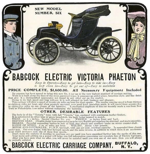 BUSN2A-00019. Early electric car advertisement for the Babcock Electric Victoria Phaeton