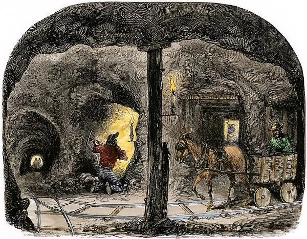 BUSN2A-00126. Tunnel in a California mine, 1850s.