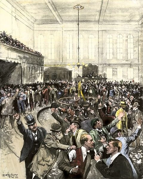 BUSN2A-00169. Pandemonium in the New York Gold Room on Black Friday, September 24, 1869.
