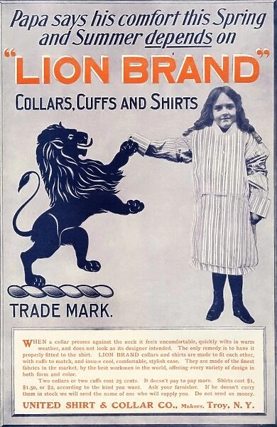 BUSN2A-00241. Ad for Lion Brand shirts, collars, and cuffs for men, 1901.
