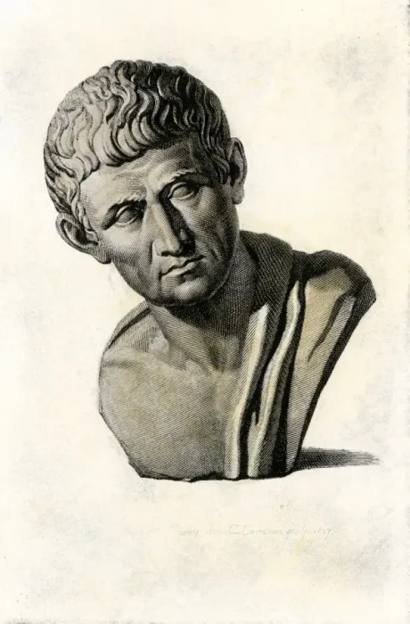 Framed Print : Bust of Aristotle Hand-colored 19th-century woodcut reproduction of a statue