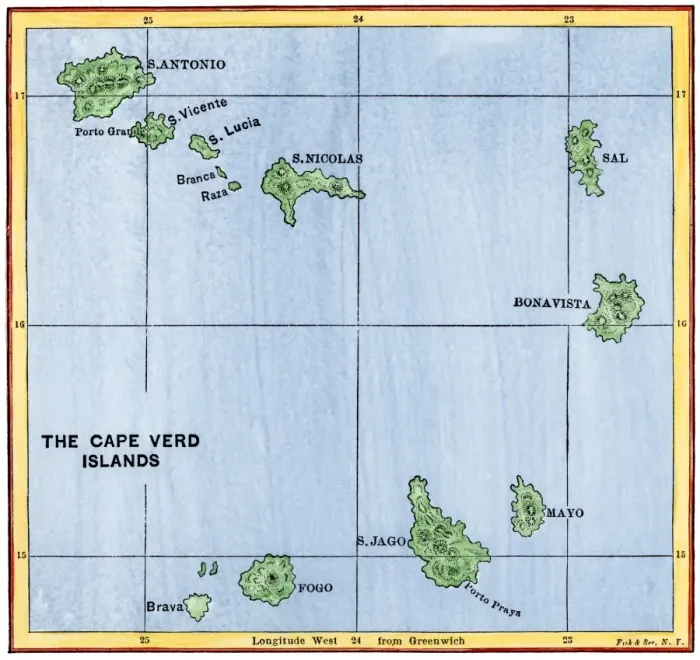 Framed Print : Cape Verde Islands map Framed Print : Cape Verde Islands map