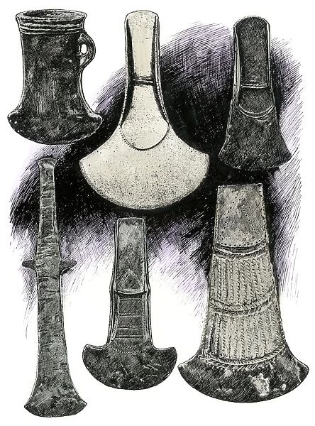 Celtic battle-axes. Battle-axes of the old Celtic heroes of Ireland.