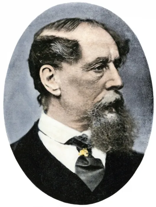 Framed Print : Charles Dickens. Hand-colored halftone reproduction of a photograph Framed Print : Charles Dickens. Hand-colored halftone reproduction of a photograph