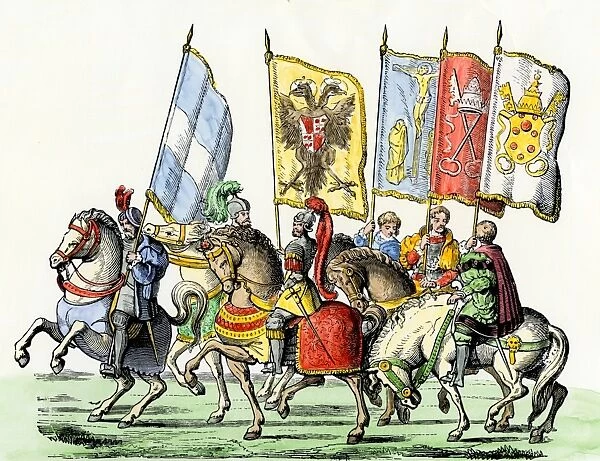 Charles V and Pope Clement VIII entering Bologna