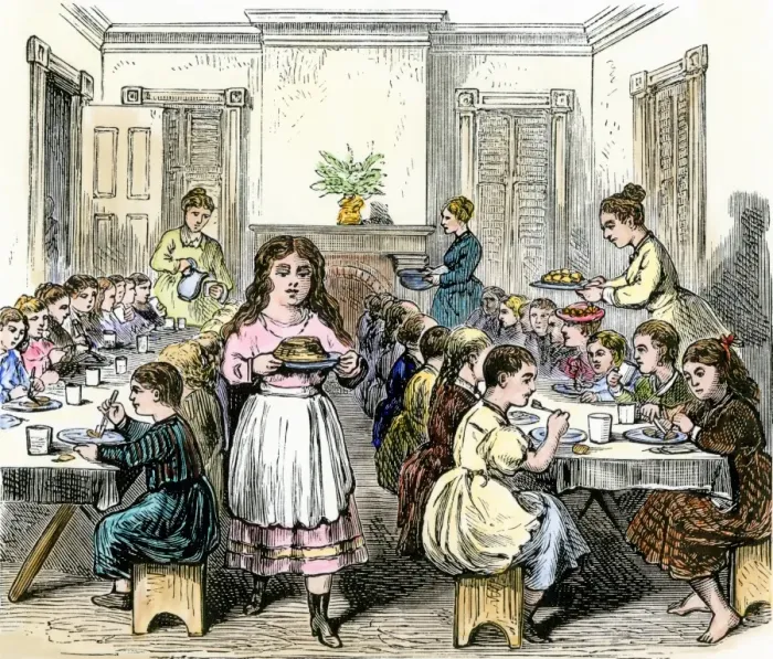 Framed Print : Childrens Aid Society dining-hall, 1800s Framed Print : Childrens Aid Society dining-hall, 1800s