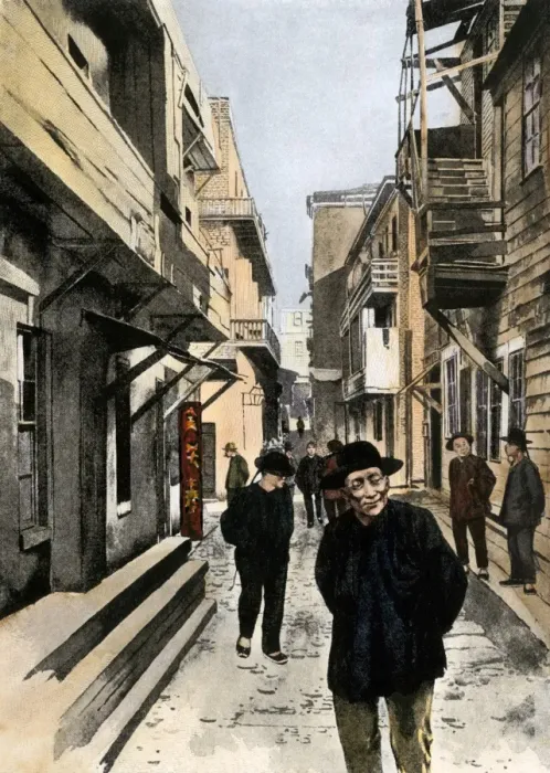 Framed Print : Chinatown street, San Francisco, 1800s Framed Print : Chinatown street, San Francisco, 1800s