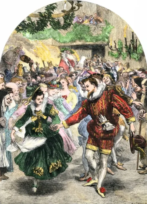 Framed Print : Christmas party in a baronial hall in the olden time Framed Print : Christmas party in a baronial hall in the olden time