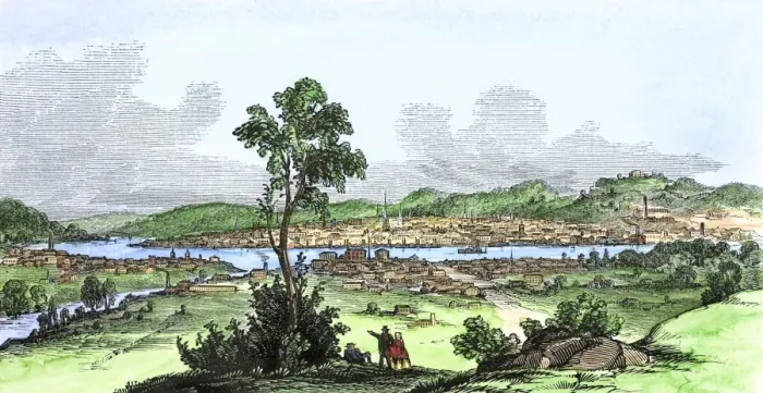Framed Print : Cincinnati, viewed from the Kentucky side of the Ohio River, 1850s Framed Print : Cincinnati, viewed from the Kentucky side of the Ohio River, 1850s