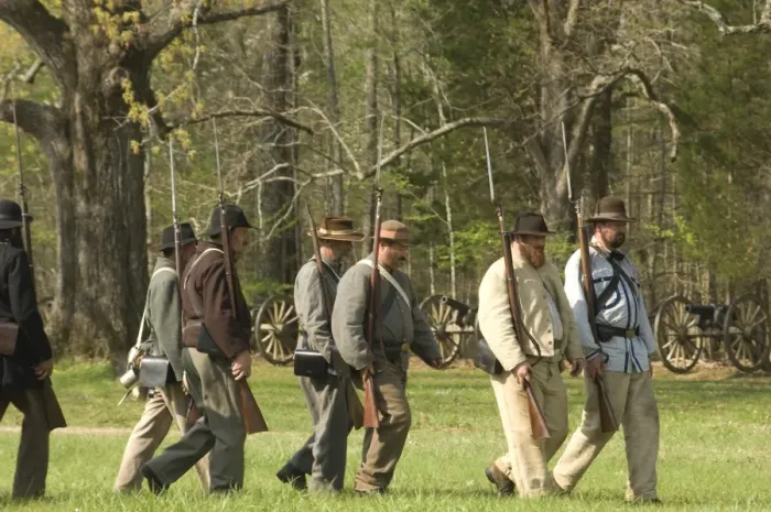Framed Print : Civil War reenactor soldiers