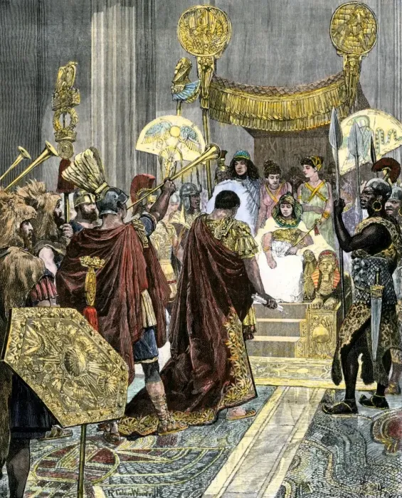 Framed Print : Cleopatra receiving Marc Antony in ancient Egypt Framed Print : Cleopatra receiving Marc Antony in ancient Egypt