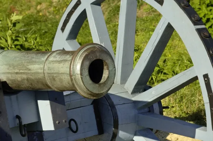 Framed Print : Close-up of a Revolutionary War cannon at Yorktown battlefield