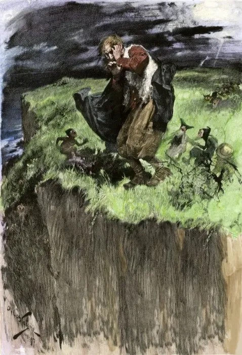 Framed Print : Cluricauns of Irish folklore leading a traveler astray