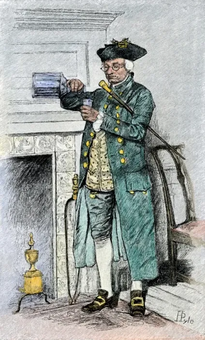 Framed Print : Colonial gentleman pouring himself a dram of liquor Framed Print : Colonial gentleman pouring himself a dram of liquor