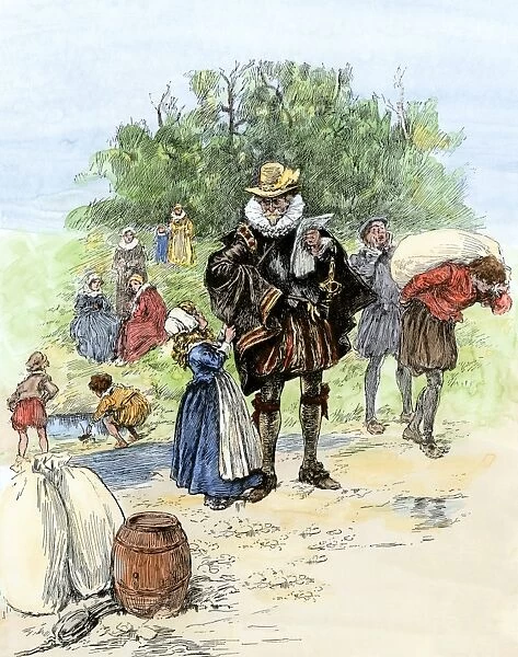 Colonists arriving on Roanoke Island, 1585