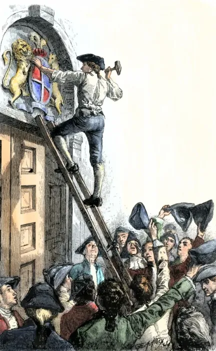 Framed Print : Colonists tearing down the kings arms from Independence Hall Framed Print : Colonists tearing down the kings arms from Independence Hall