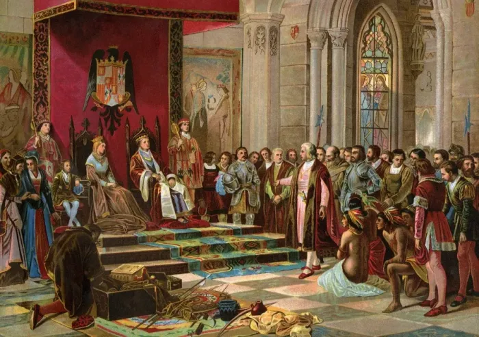 Framed Print : Columbus greeted by King Ferdinand Framed Print : Columbus greeted by King Ferdinand